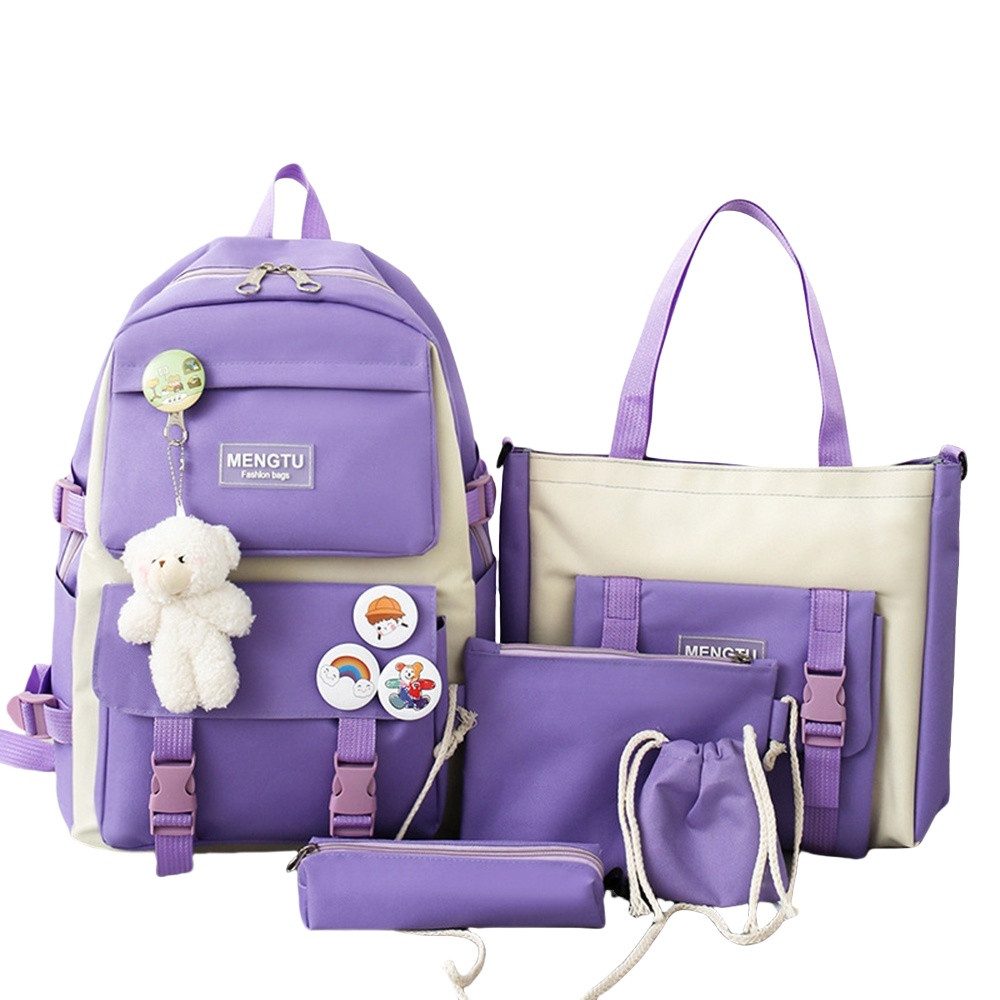 Schulrucksack 5-teiliges Kawaii-Rucksack für Mädchen, Laptop-Tasche,Freizeitrucksack