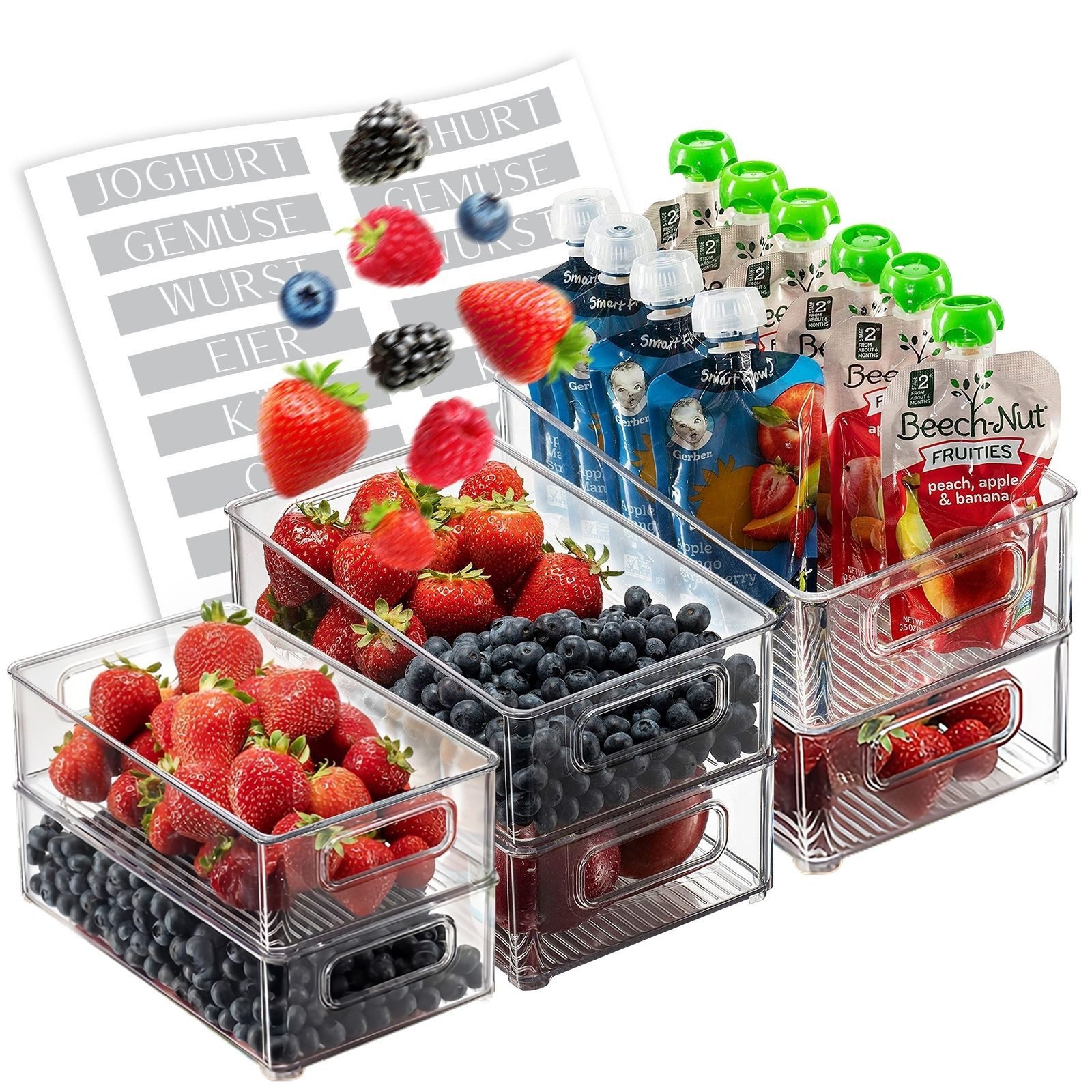 Allyson Korbeinsatz Kühlschrank Organizer 6er Set, stapelbare Aufbewahrungsboxen