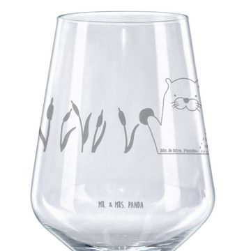 Mr. & Mrs. Panda Rotweinglas Otter Stein - Transparent - Geschenk, Otter Seeotter See Otter, Seeot, Premium Glas, Spülmaschinenfest