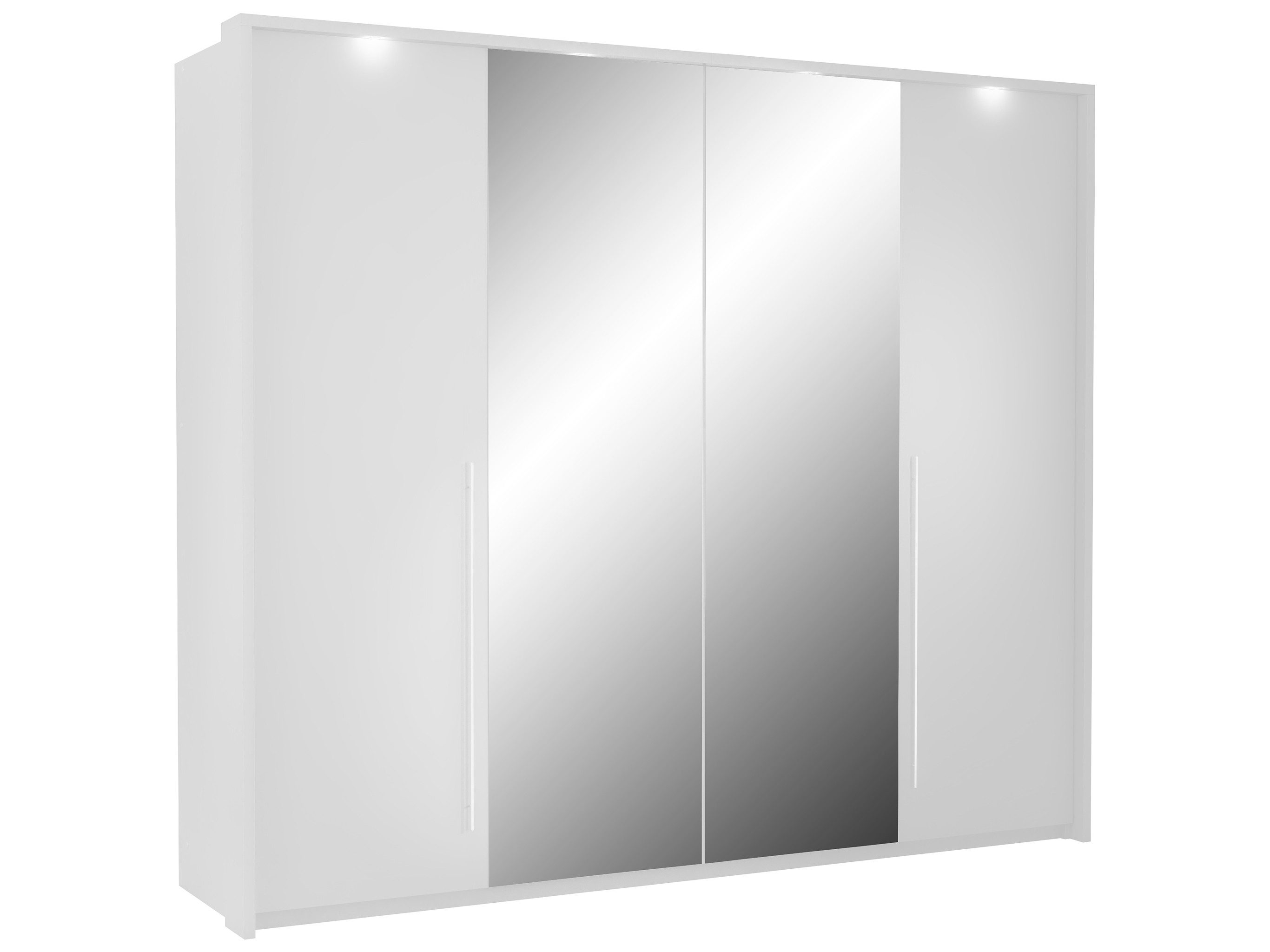 Beautysofa Drehtürenschrank BREMCO – 2 Türen mit Spiegel (Weiß matt oder Lava, LED-Beleuchtung & Premium-Beschlägen) Breite: 210 oder 250 cm