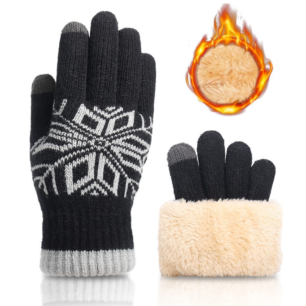 Bextsrack Strickhandschuhe Winterhandschuhe Doppellagige Touchscreen Warm H günstig online kaufen