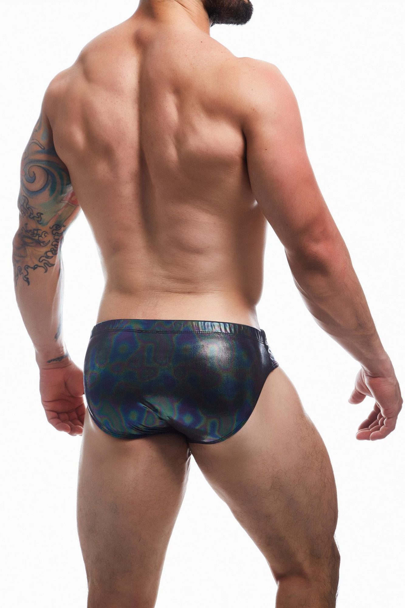 CUT4MEN Boxershorts Schwarzer Herren Badeslip Männer Unterhose Slip bunt schimmernd mit Su