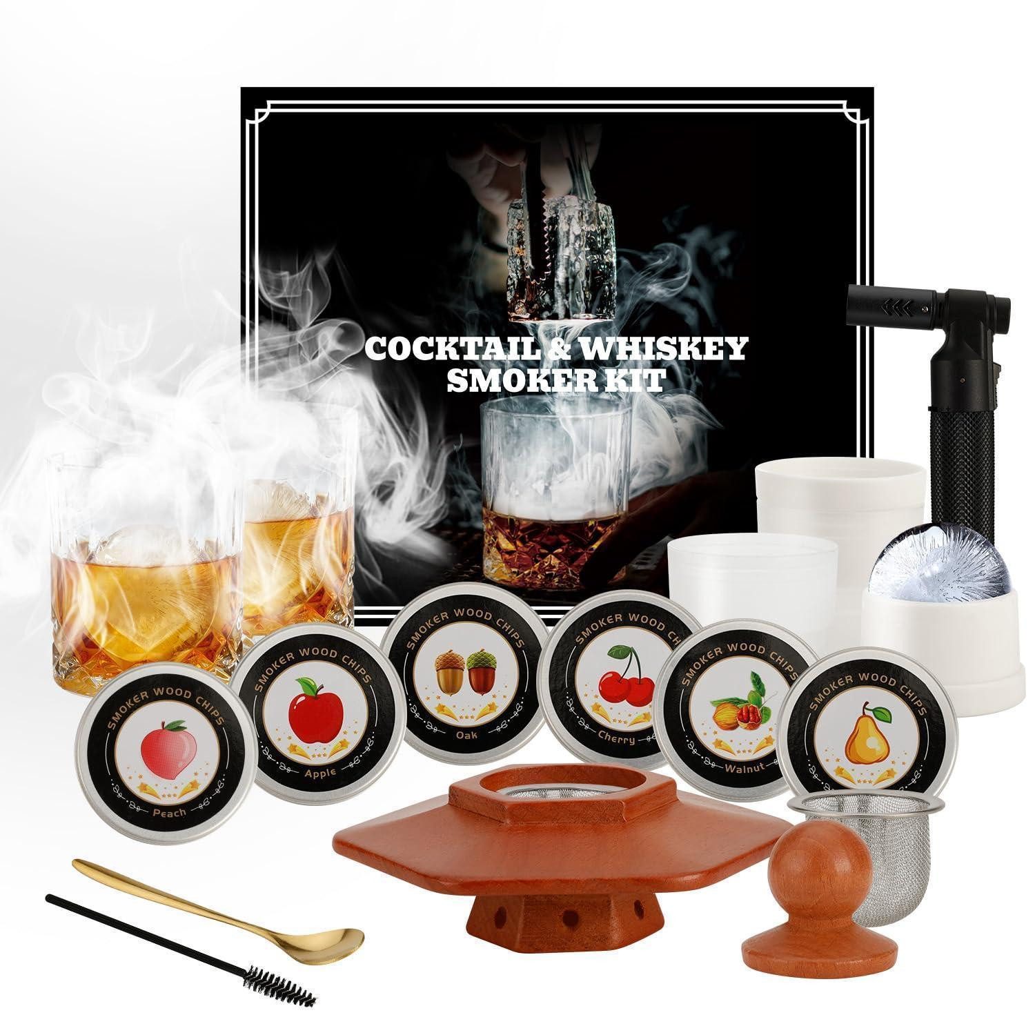 LuxusKollektion Cocktail-Set Räucher-Set Cocktail Whisky Fackel 8 Aromen