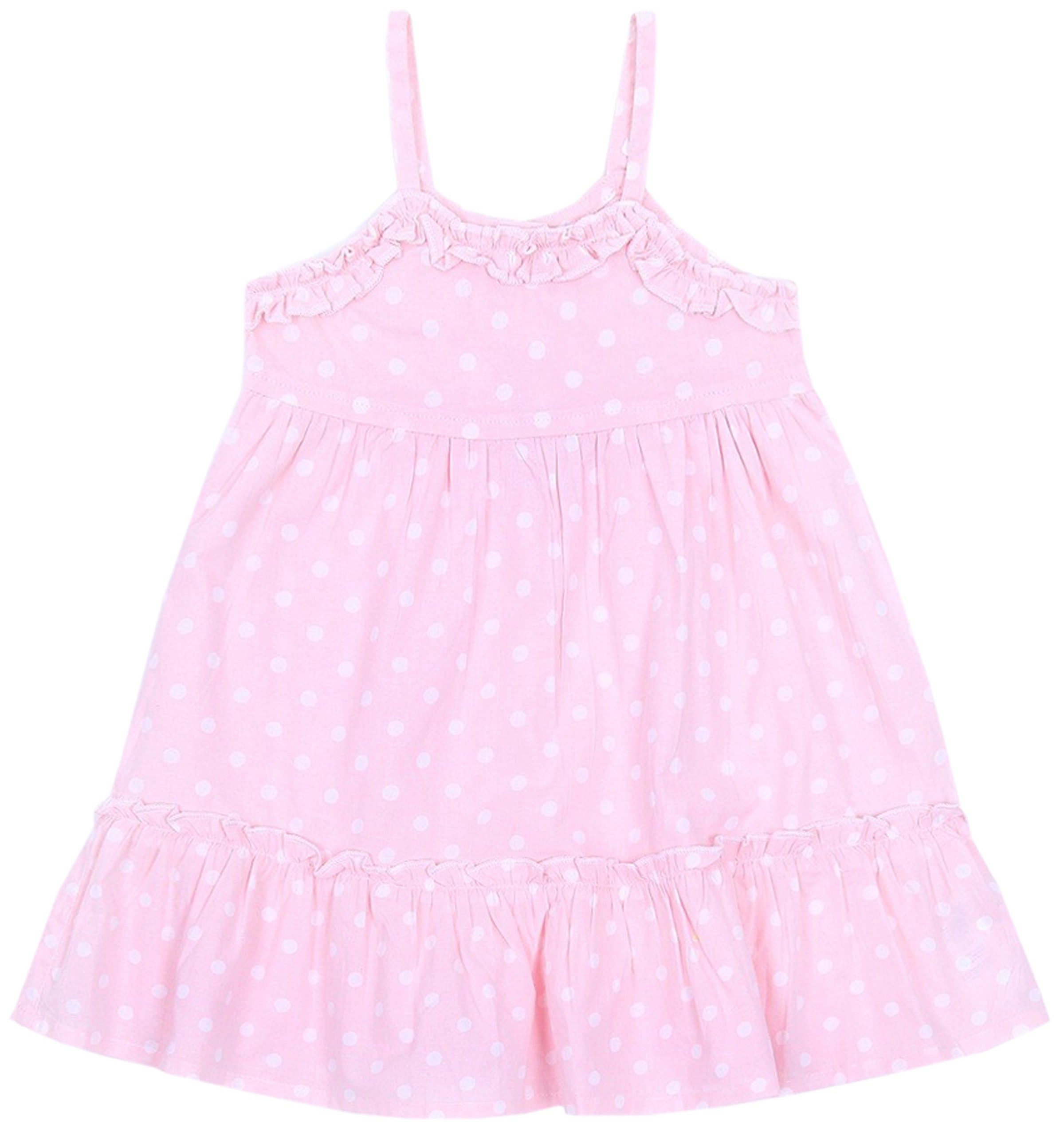 Sommerkleid Pinkes getupftes Kleid, Rüschen 9-12 Monate
