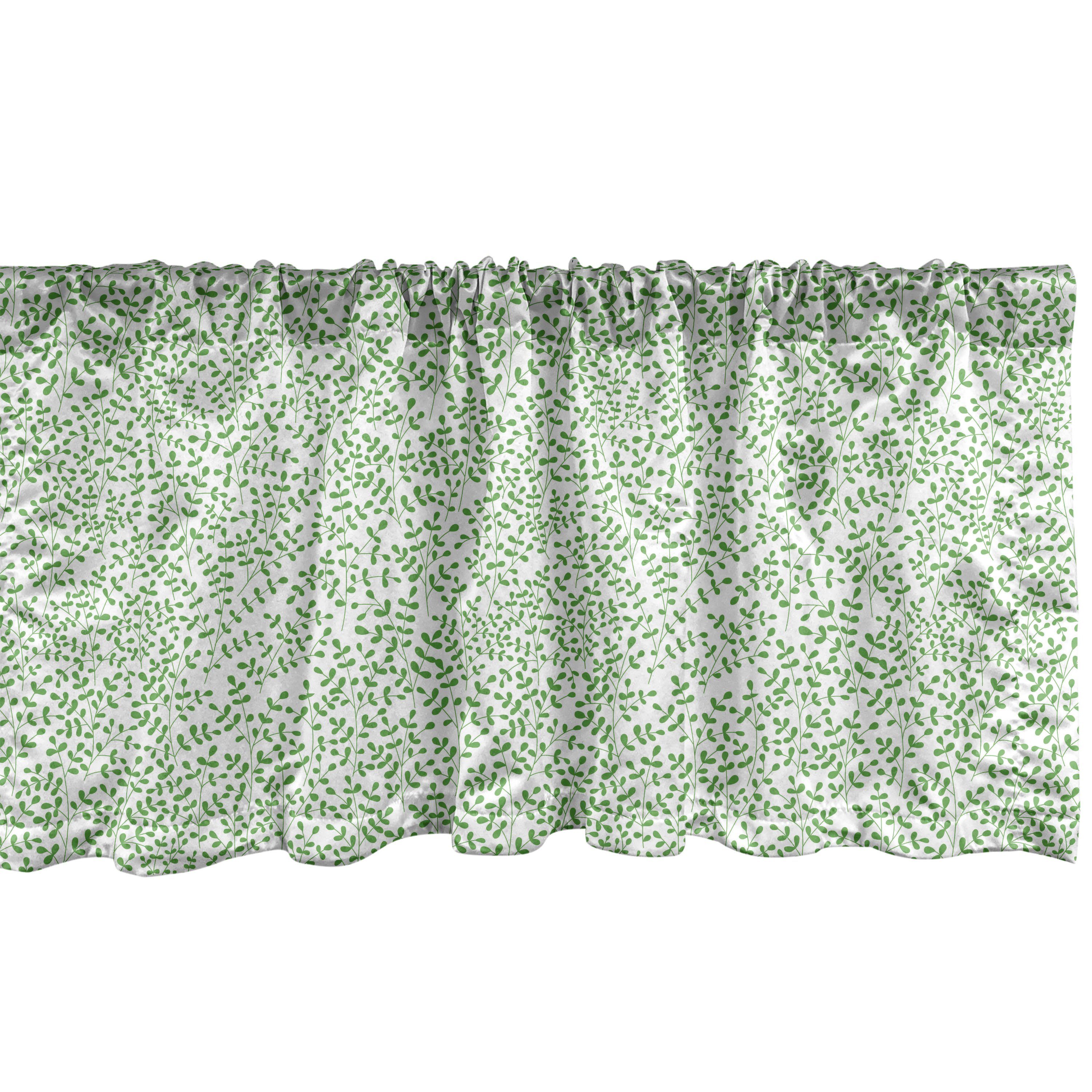 Scheibengardine Vorhang Volant für Küche Schlafzimmer Dekor mit Stangentasche, Abakuhaus, Microfaser, Blätter Simplistic Zweige Pflanzen