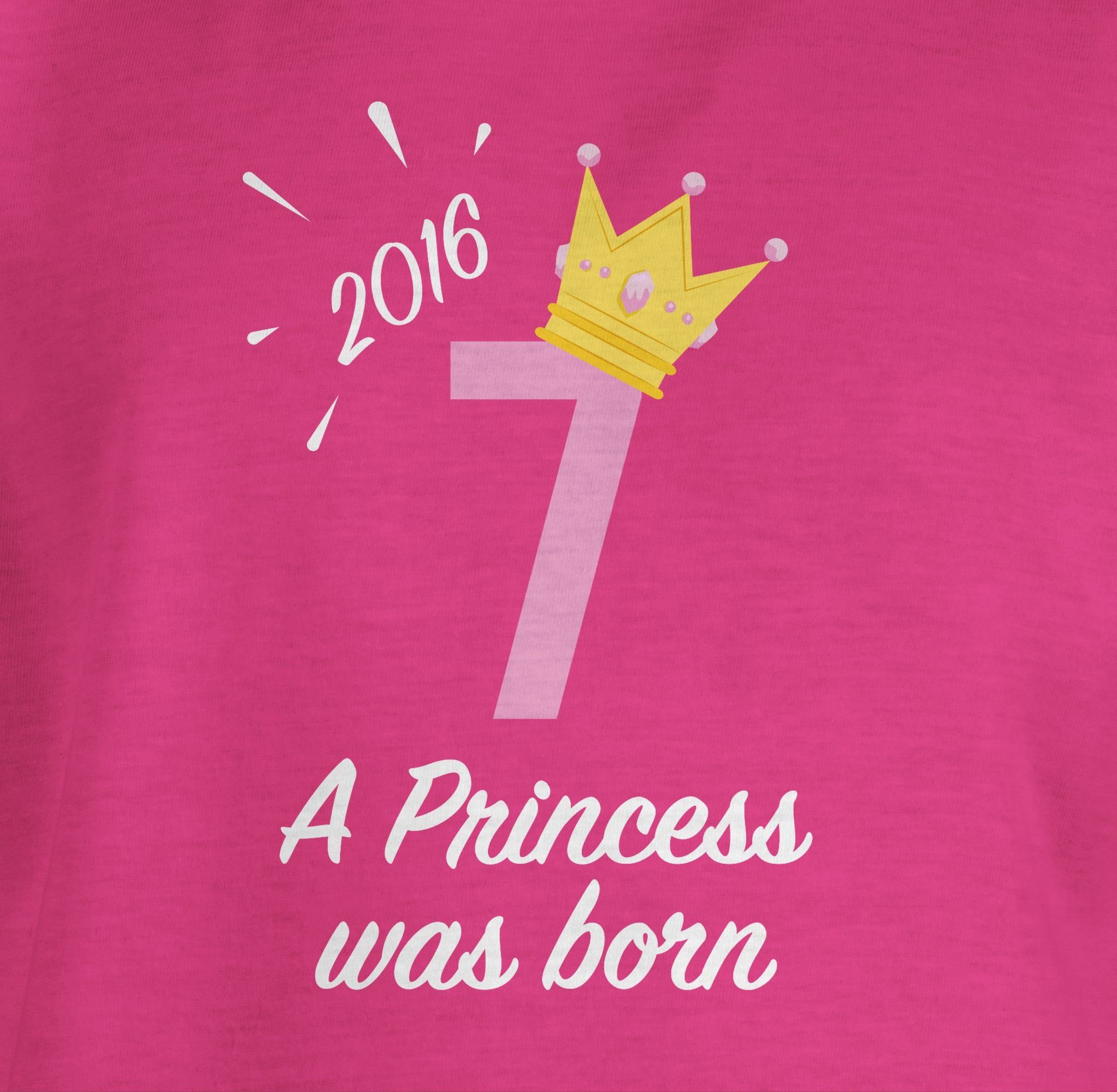 Mädchen 7. Fuchsia T-Shirt Geburtstag 1 Siebter 2016 Princess Shirtracer
