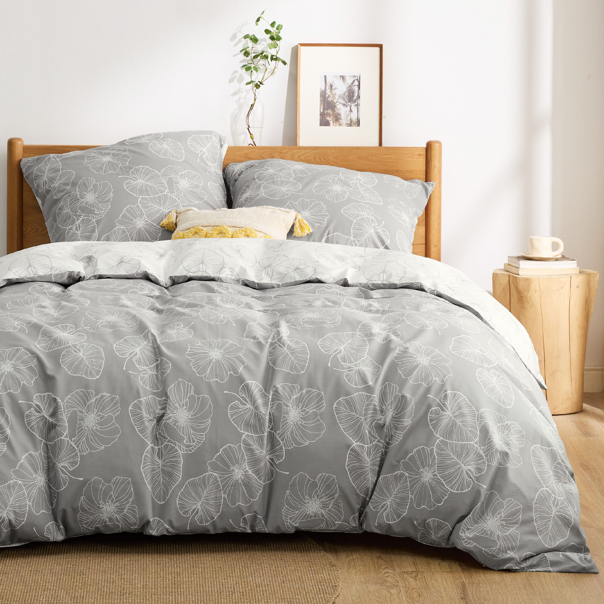BEDSURE Wendebettwäsche mit Zweige-Design und Reißverschluss, günstig online kaufen