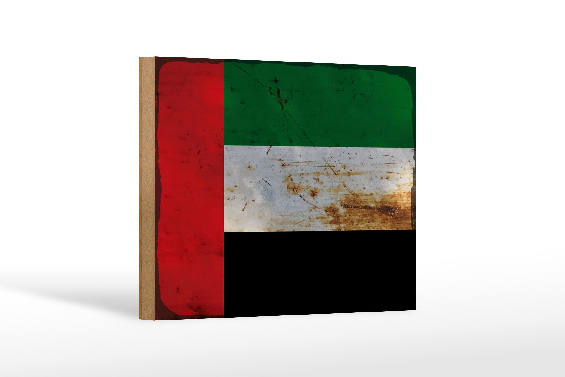 Femer GmbH Holzbild Flagge Arabische Emirate 18x12 cm Flag Rost, Flaggen (1 St), Glatte Holzfaserplatte (MDF), vorn beschichtet