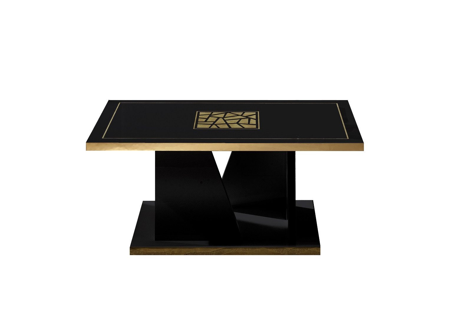 Interdesign24 Couchtisch Stella (mit Seidensiebdruck, in Schwarz/Gold Hochglanz), Made in Italy