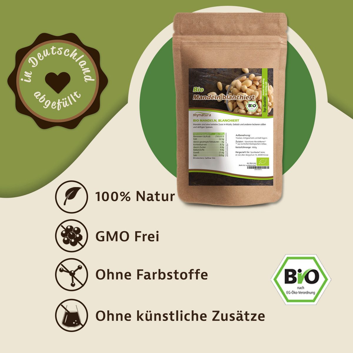 Mynatura Samen Mynatura Blanchierte Bio Mandelkerne