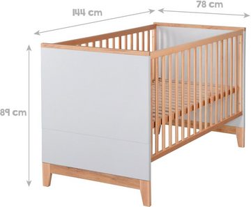 roba® Babyzimmer-Komplettset Caro, (Set, 3-St., Kinderbett, Schrank, Wickelkommode), breit; mit Kinderbett, Schrank und Wickelkommode