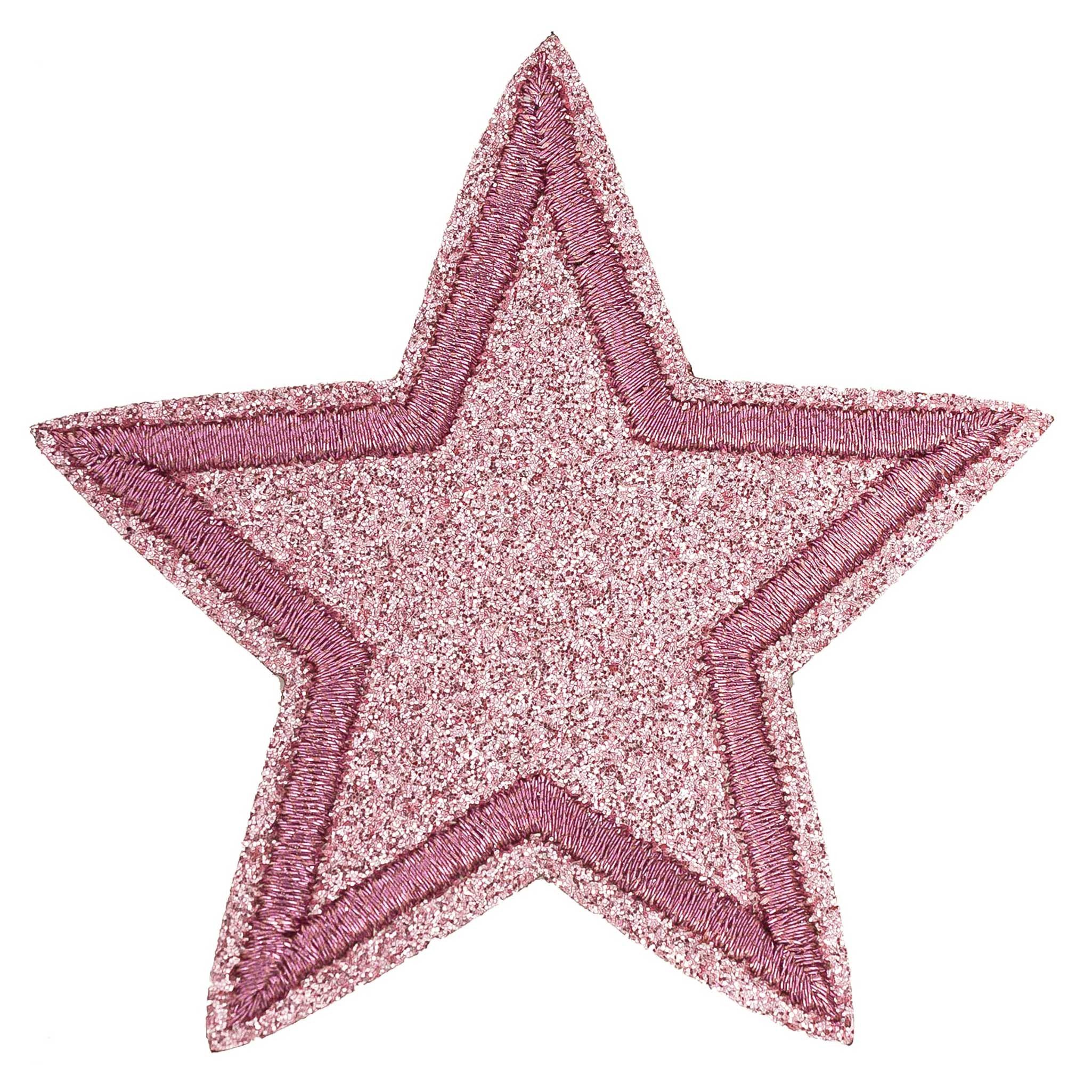 maDDma Пластырь 3 Glitzer Stern Aufbügler 65mm Пластырь Applikationen, Polyester, Polyethylen Schicht, (3 er Paket), altrosa