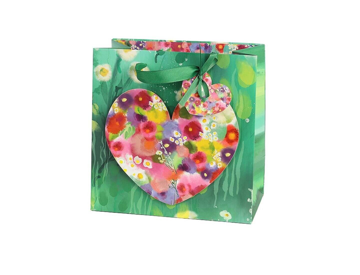 ARTEBENE Geschenktüten Geschenktasche 3D Herz Blütenwiese