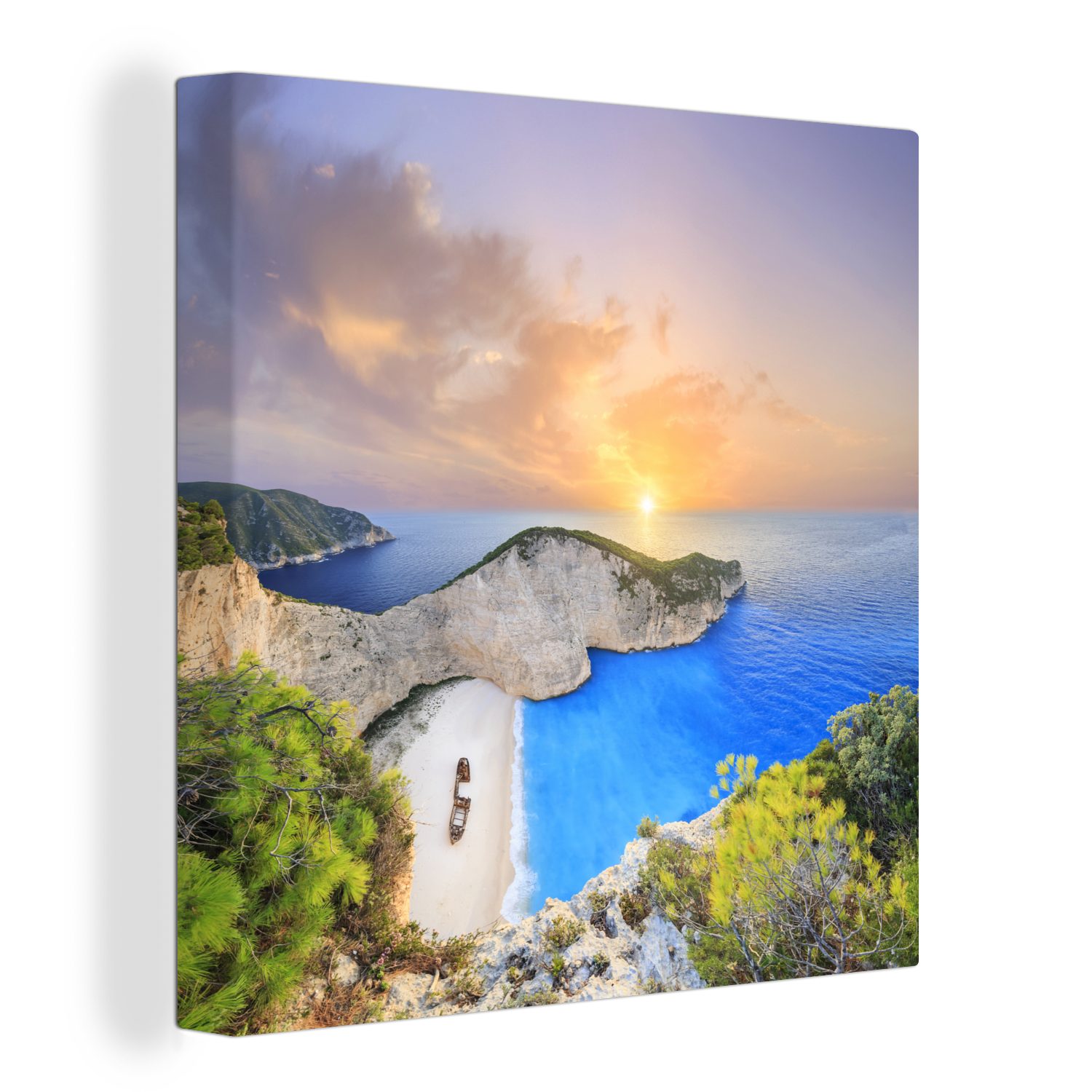 OneMillionCanvasses® Leinwandbild Der Strand von Navagio auf Zakynthos, (1 St), Leinwand Bilder für Wohnzimmer Schlafzimmer