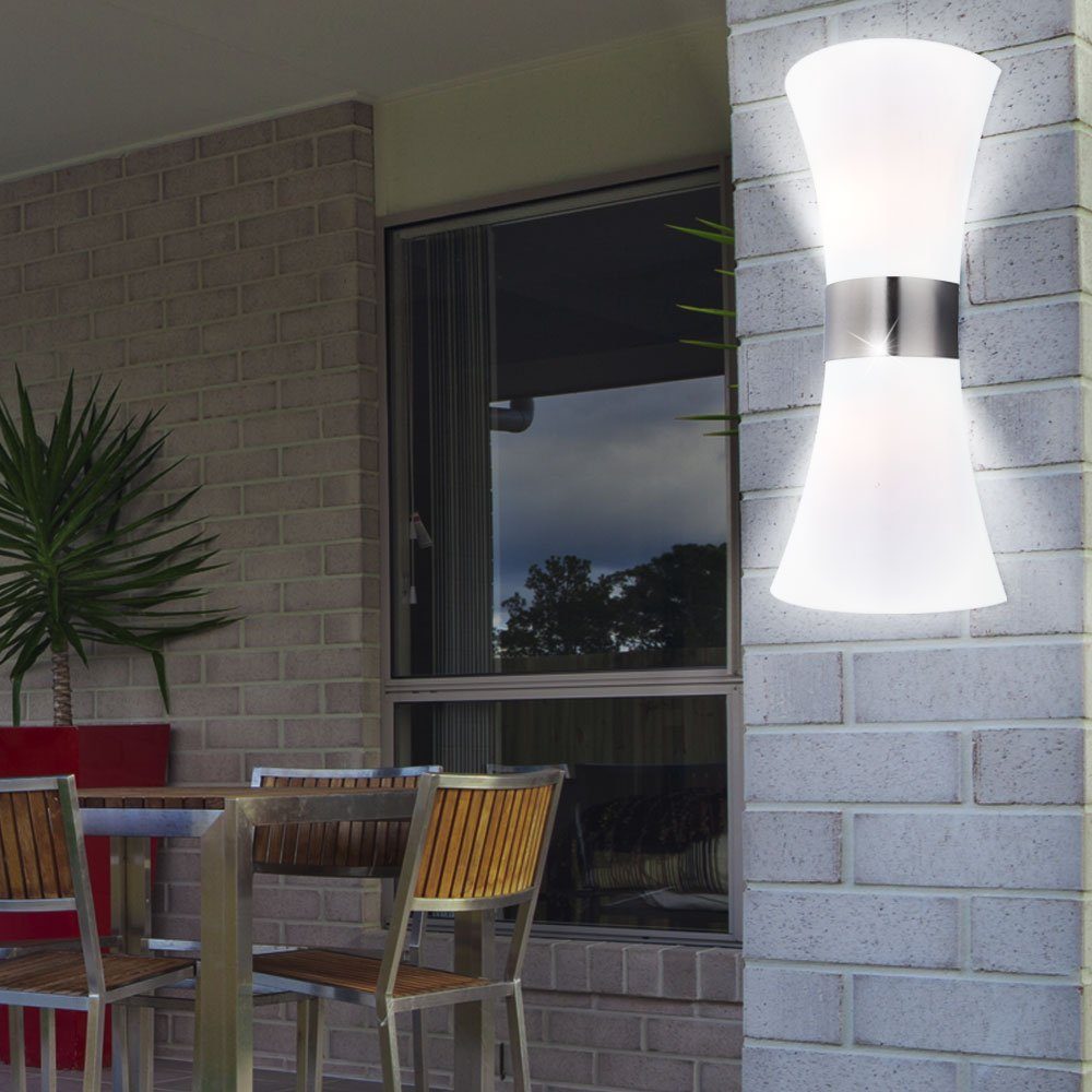 etc-shop Außen-Wandleuchte, Wand nicht 2er Outdoor Außen inklusive, Edelstahl Lampe Set Fassaden Leuchtmittel Leuchte