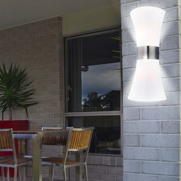 etc-shop Außen-Wandleuchte, Leuchtmittel nicht inklusive, 2er Set Wand Außen Lampe Edelstahl Fassaden Leuchte Outdoor