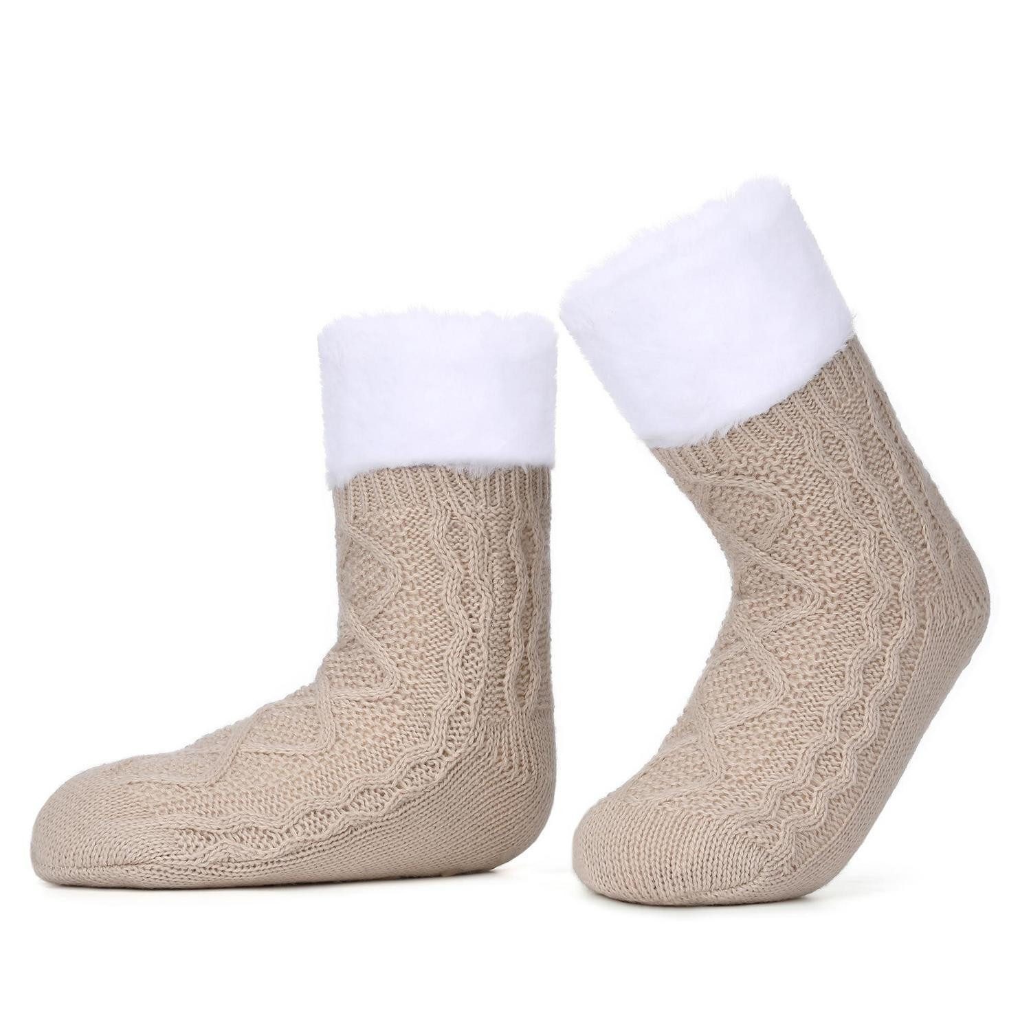 LuxusKollektion Kuschelsocken Kuschelsocken Damen mit ABS Sohle 171beige