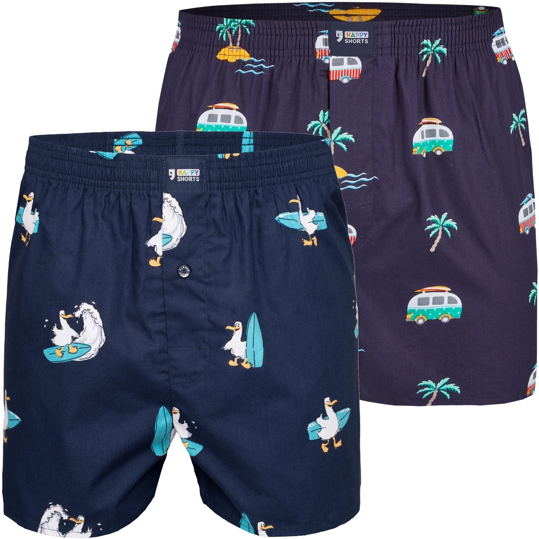 HAPPY SHORTS Boxershorts HAPPY SHORTS Boxershorts Webboxer Boxer Sets zur Auswahl Farbwahl (2-St)