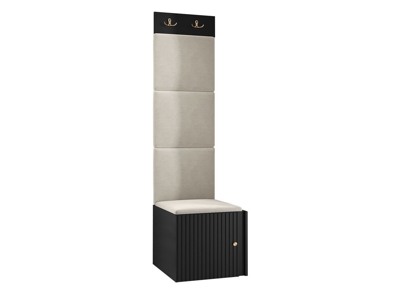 MIRJAN24 Garderoben-Set Orion Ryfel Slim XXII, (Schuhschrank 1D, Kleiderhakenbrett, 4x Paneel 42x42), 2 Kleiderhaken für Kleidung, Metallgriffe