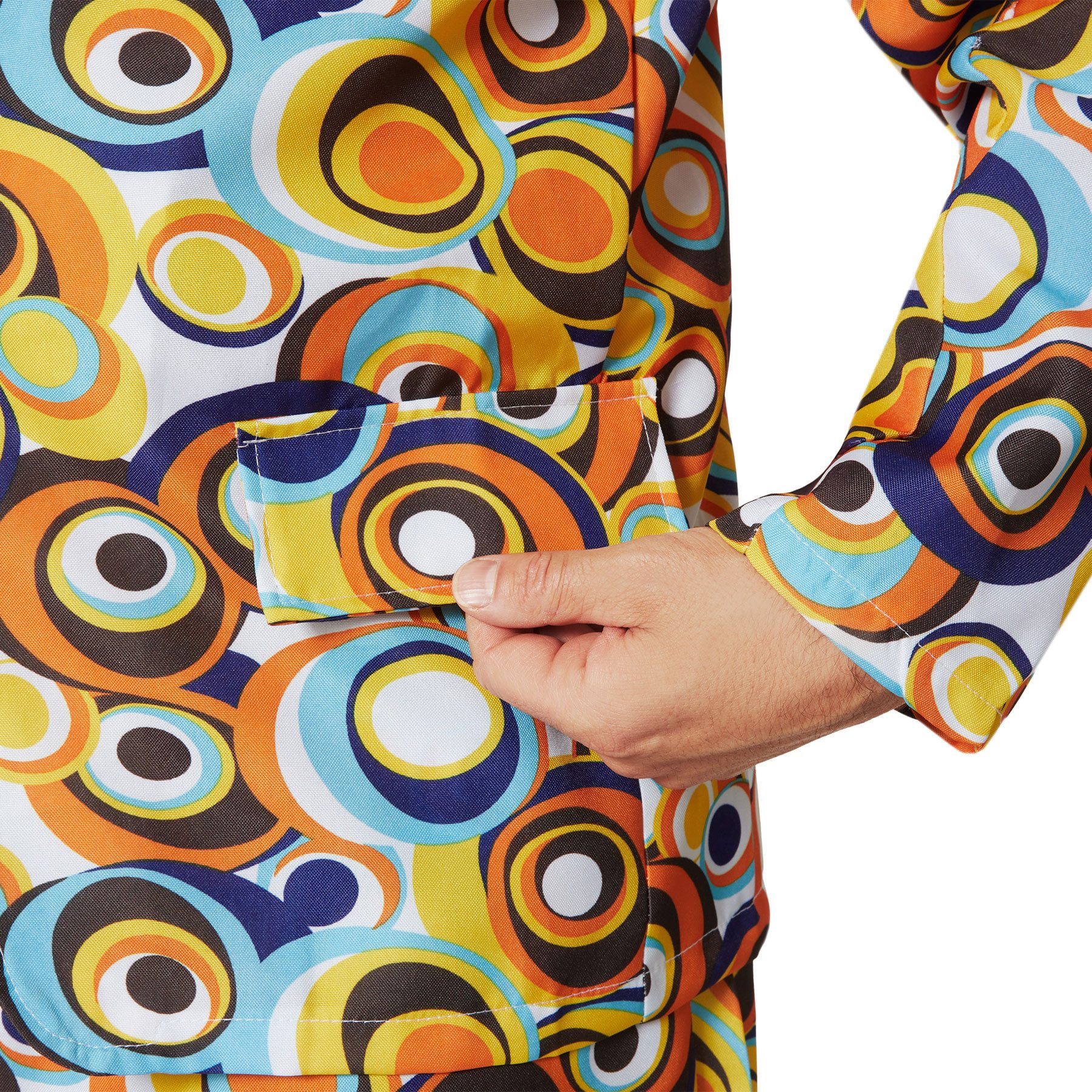 dressforfun Hippie-Kostüm Herrenkostüm, Kreis-Muster in bunten Farben.