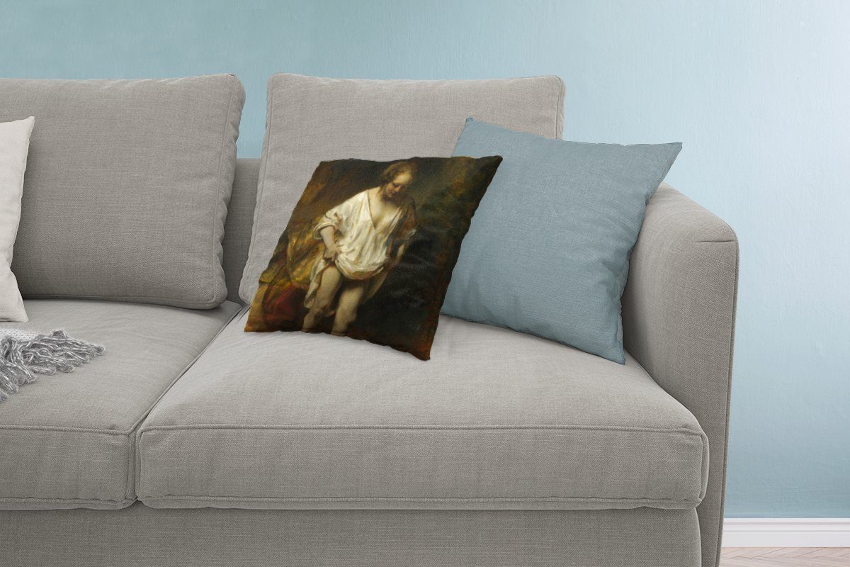 Füllung Deko, Frau Zierkissen Gemälde Schlafzimmer, Dekokissen Rijn, mit MuchoWow Rembrandt für von - Sofakissen Badende Wohzimmer, van