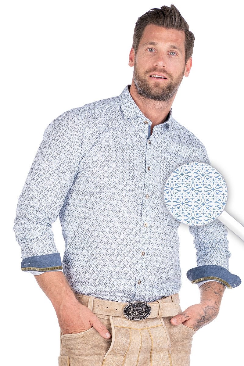 Hatico Trachtenhemd Trachtenhemd - VITUS - mittelblau