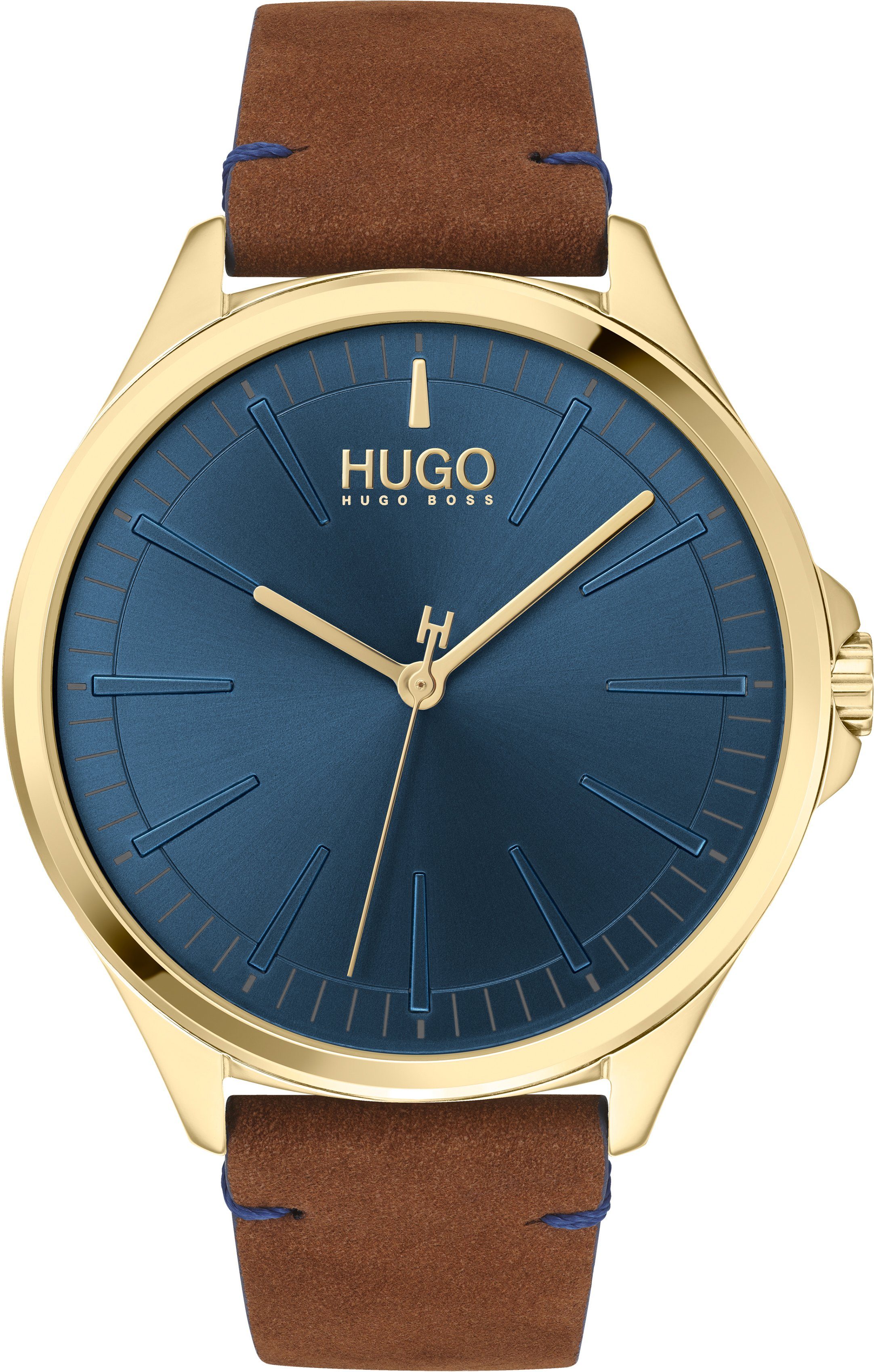 HUGO Quarzuhr #SMASH 1530134, Armbanduhr, Herrenuhr, Mineralglas, Lederarmb günstig online kaufen