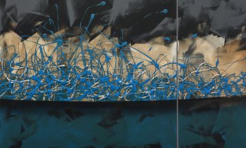 WandbilderXXL XXL-Wandbild Inner Wave 210 x 70 cm, Abstraktes Gemälde, handgemaltes Unikat