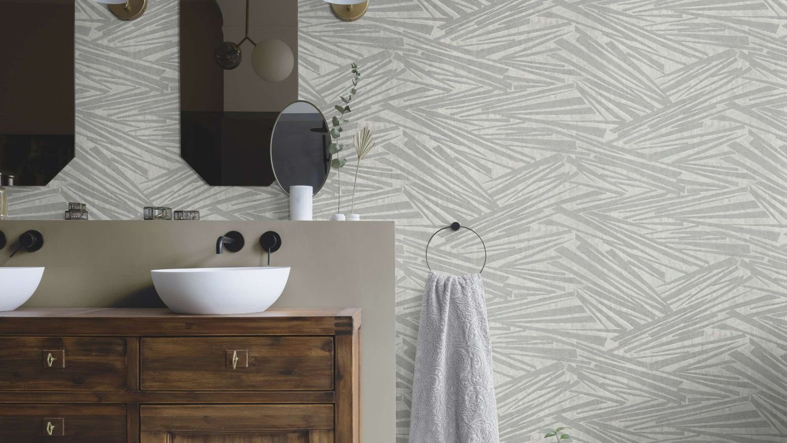 Vliestapete Grafik 3D-Effekt Striche Silber Metallic 608342 Sky Lounge
