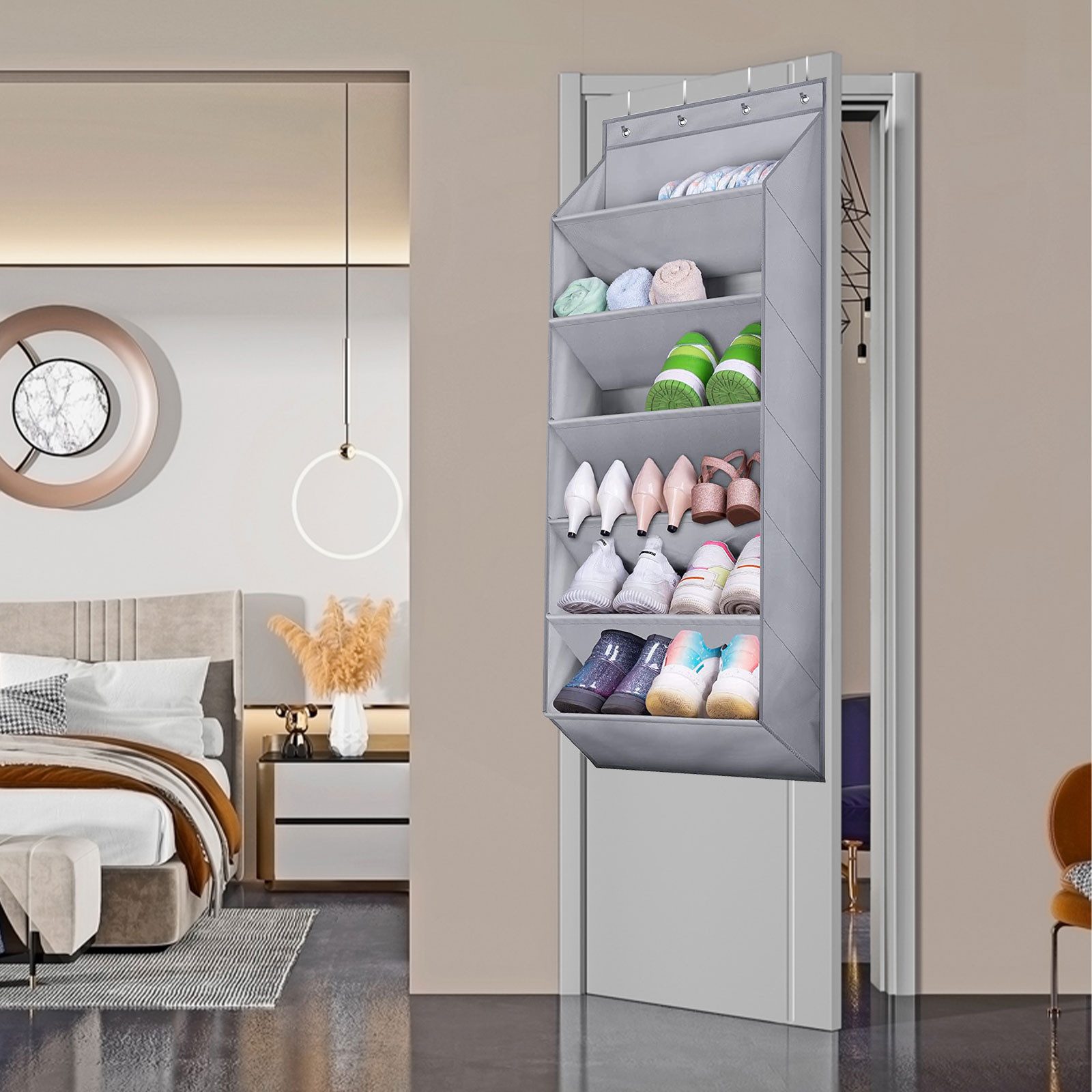 BTTO Schuhregal Hängeorganizer mit 6-Lagiges und 4 Haken,Tür-Schuhregal mit günstig online kaufen