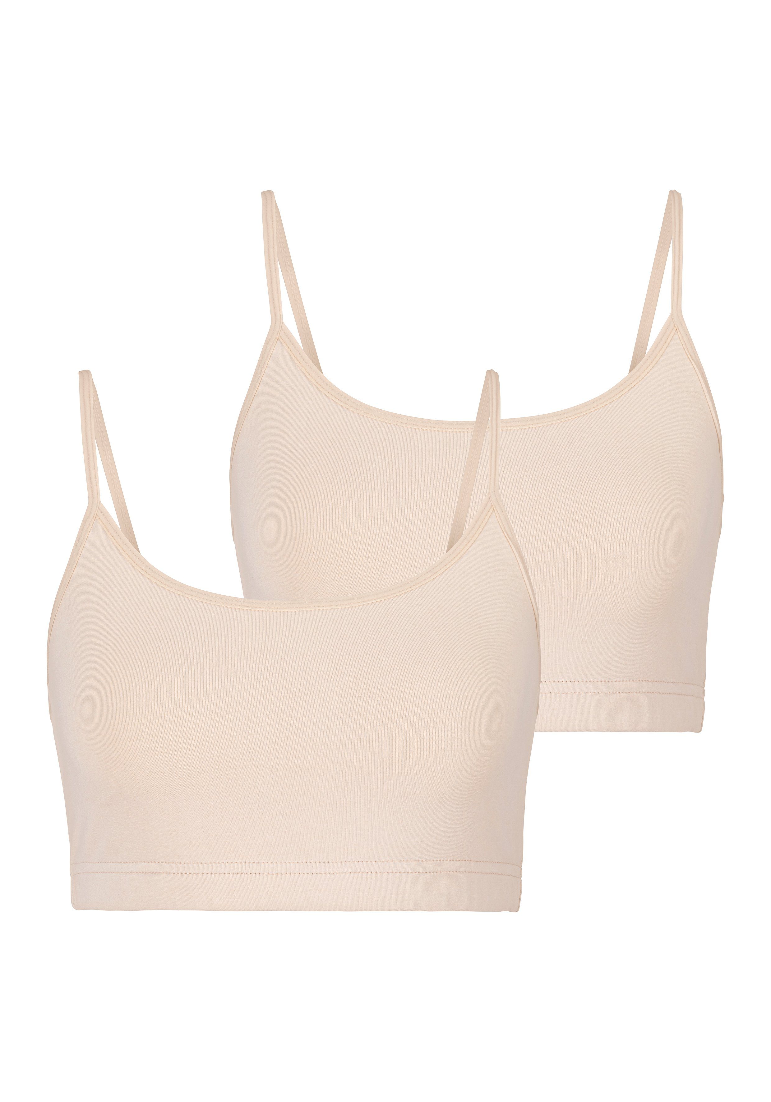 Baumwolle 2 Bustier champagner 2-tlg., Stück) LASCANA aus elastischer (Packung,