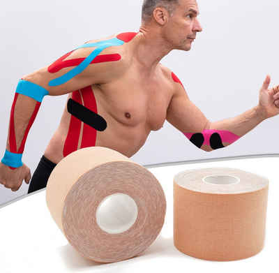 Axion Kinesiologie-Tape Kinesio-Tape - Wasserfestes Tape in beige je 500 x 5 cm (Set, 2-St) Physiotape, Sporttape Bandage, für Ihre Physiotherapie