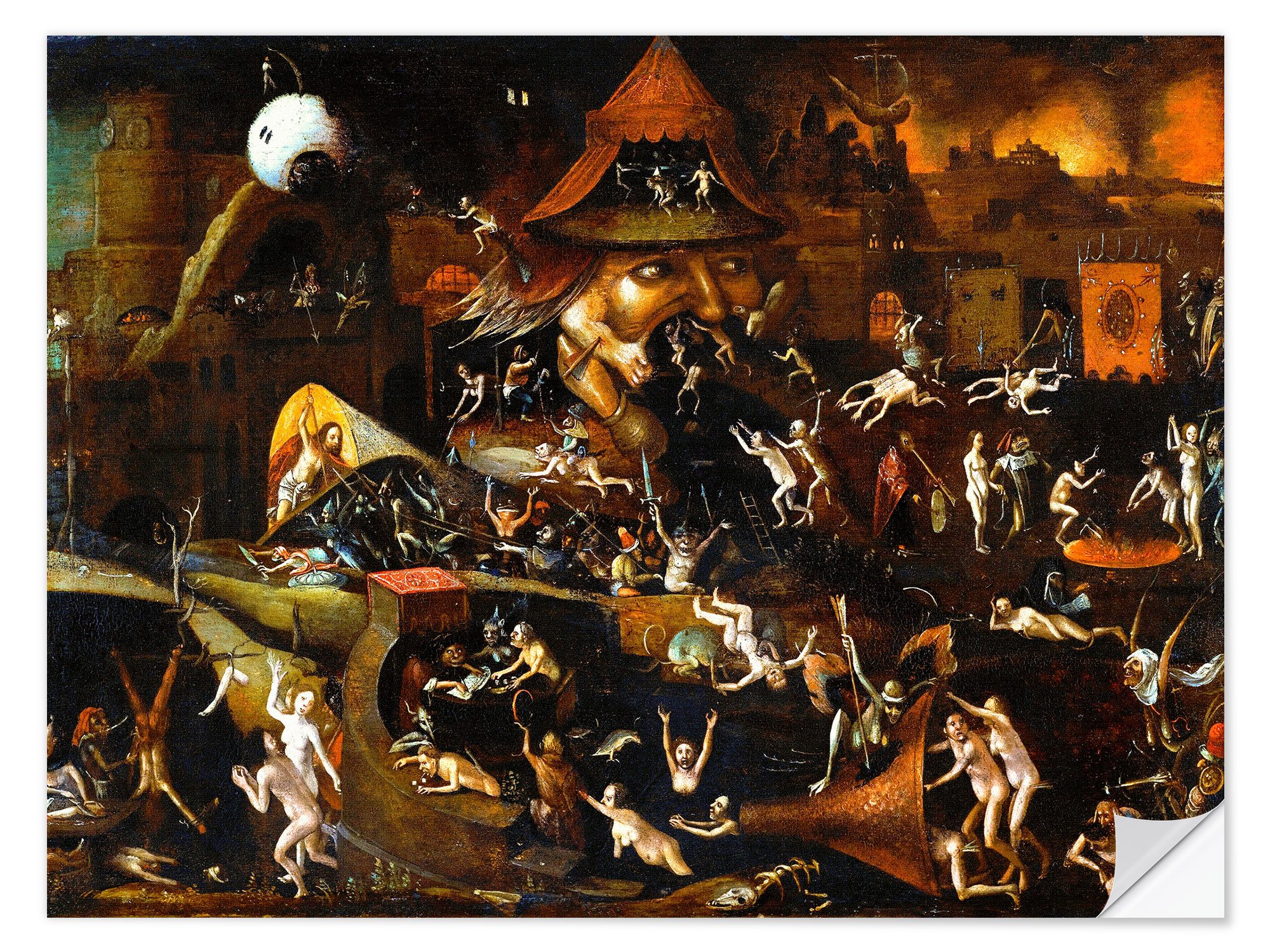 Posterlounge Wandfolie Hieronymus Bosch, Die Qualen der Hölle, Malerei