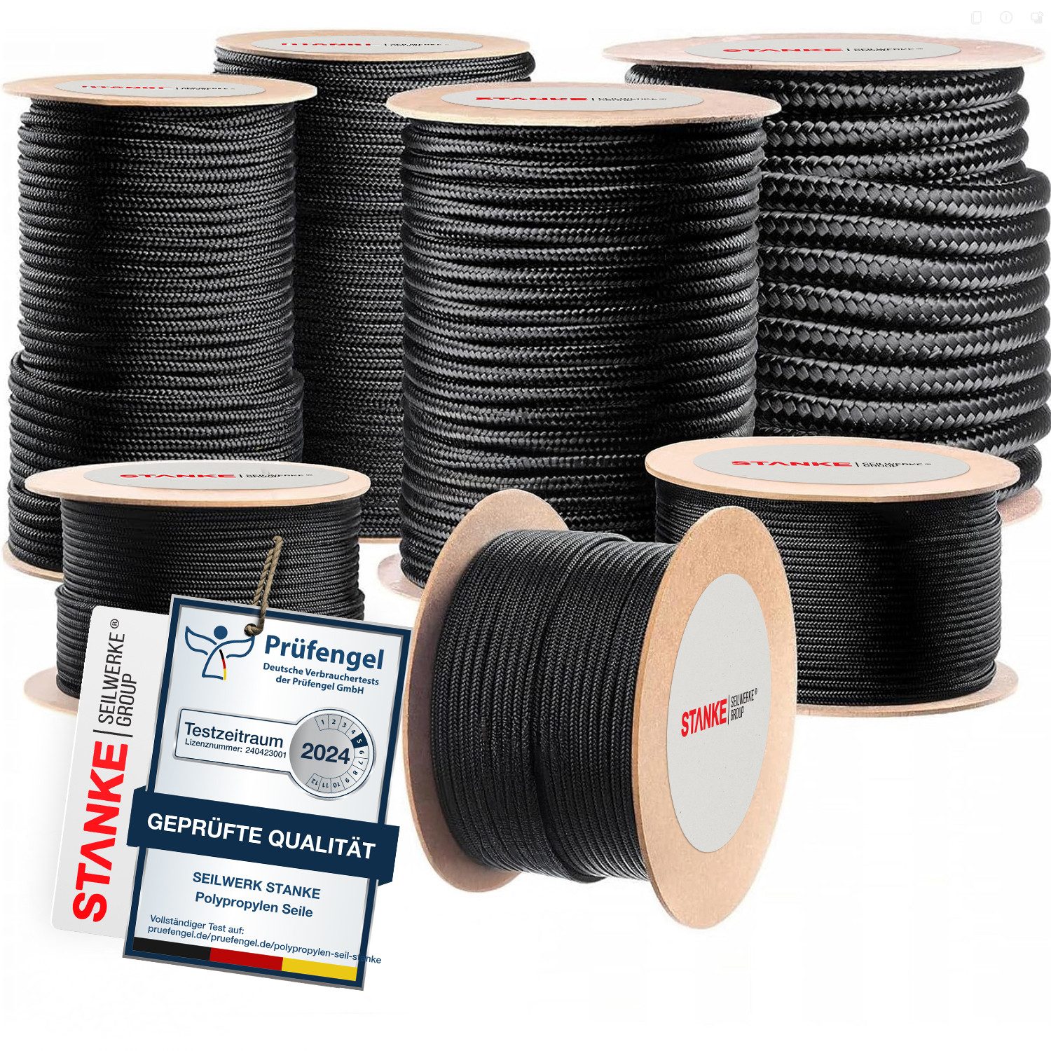 STANKE Seil Polypropylenseil 10mm - 30m Schwarz Tomatenpflanzen Aufhängeseil, Seil für Landwirtschaft, Gartenbau Reißfeste Bauschnur, Reepschnur