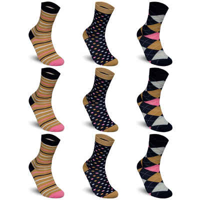TEXEMP Freizeitsocken 3 bis 12 Paar Damen Socken Baumwolle Premium Strümpfe Komfortbund (9-Paar) Langlebig & Robust