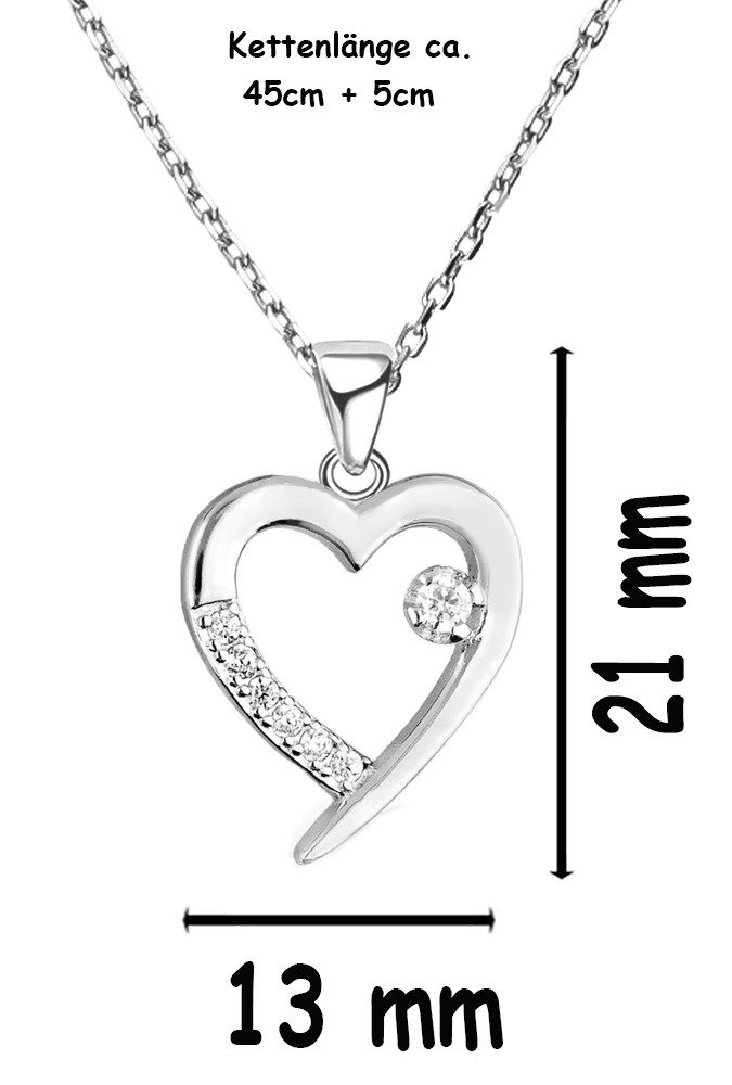Limana Schmuckset 925 Silber Herz Ohrringe mit Kette und Anhänger Herzkette Herzohrringe (inkl. Schmuckbox), Liebe Geschenkset Geschenk Set für Sie Frauen Damen – Bild 4 von 5