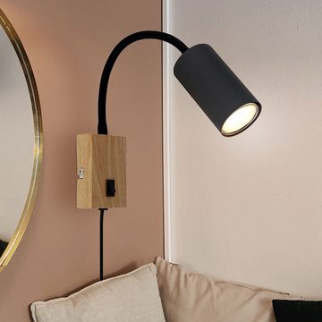 etc-shop Wandleuchte, Leuchtmittel nicht inklusive, Wand- Leselampe für Schlafzimmer Leselampe Holzoptik