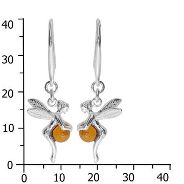 OSTSEE-SCHMUCK Paar Ohrhänger - Elfe - Silber 925/000 - Bernstein (2-tlg)