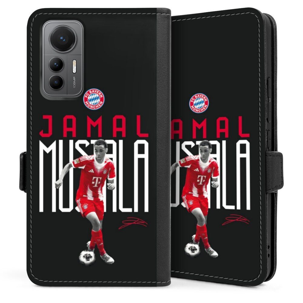 DeinDesign Handyhülle FC Bayern München Jamal Musiala Offizielles Lizenzprodukt, Xiaomi 12 Lite 5G Hülle Handy Flip Case Wallet Cover Handytasche Leder