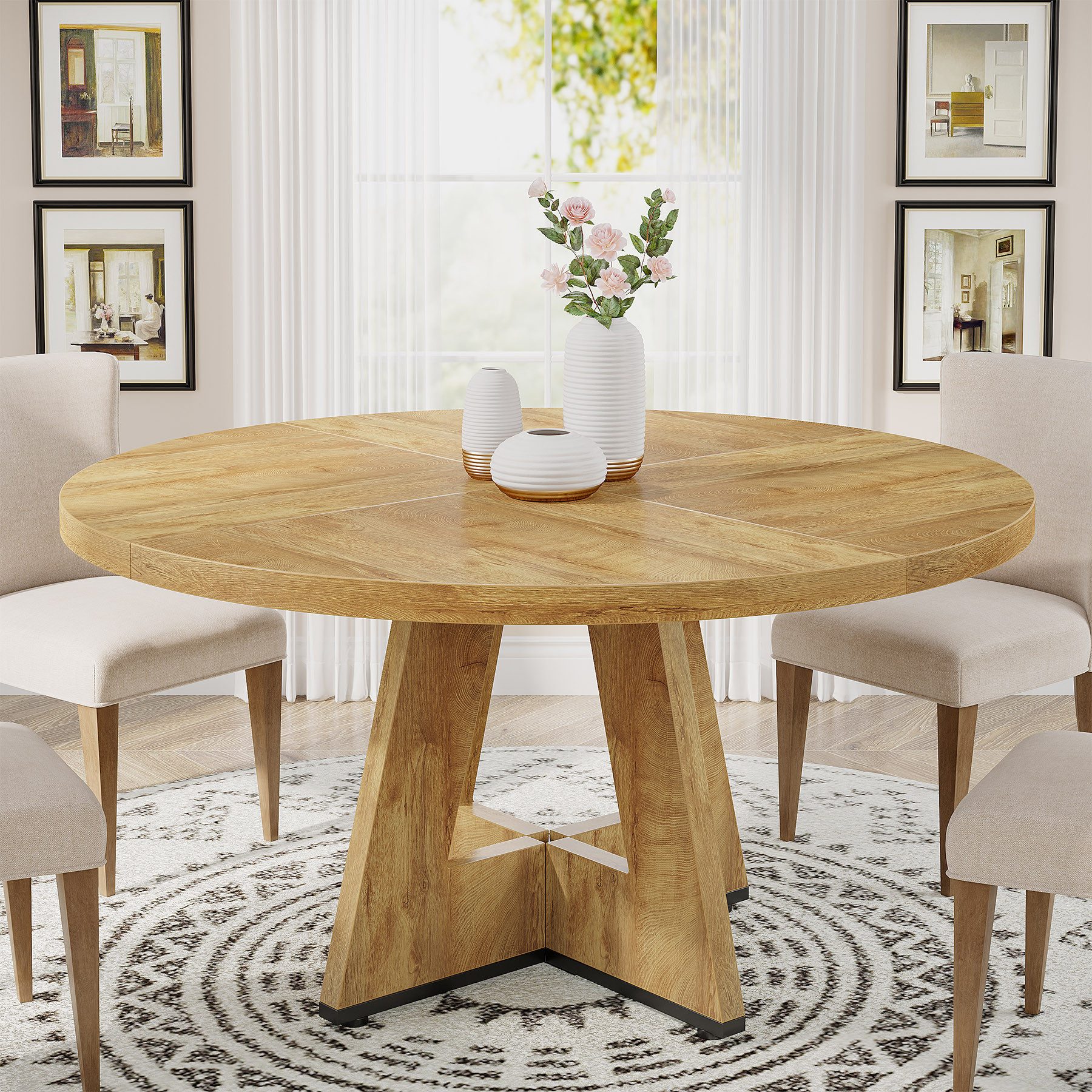 Tribesigns Esstisch Runder Esstisch, Küchentisch für Esszimmer Wohnzimmer, 120 cm