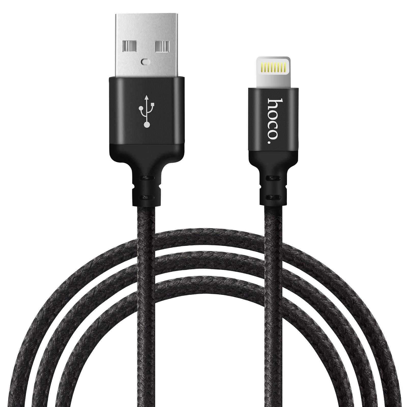 hoco. X14 USB Daten & Ladekabel bis zu 2.4A Ladestrom Smartphone-Kabel, Lightning, USB Typ A (200 cm), Hochwertiges Aufladekabel für iPhone, iPad oder den iPod