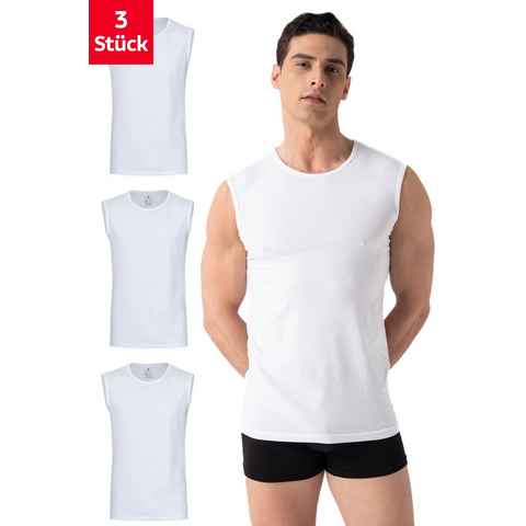 Burnell & Son Unterhemd Ärmellos Tank Top Achselshirt Muskelshirt mit Rundhals Ausschnitt (Packung, Set, Spar-Pack, Spar-Packung, 3-St., 3-er Pack) Feinripp, extra lang