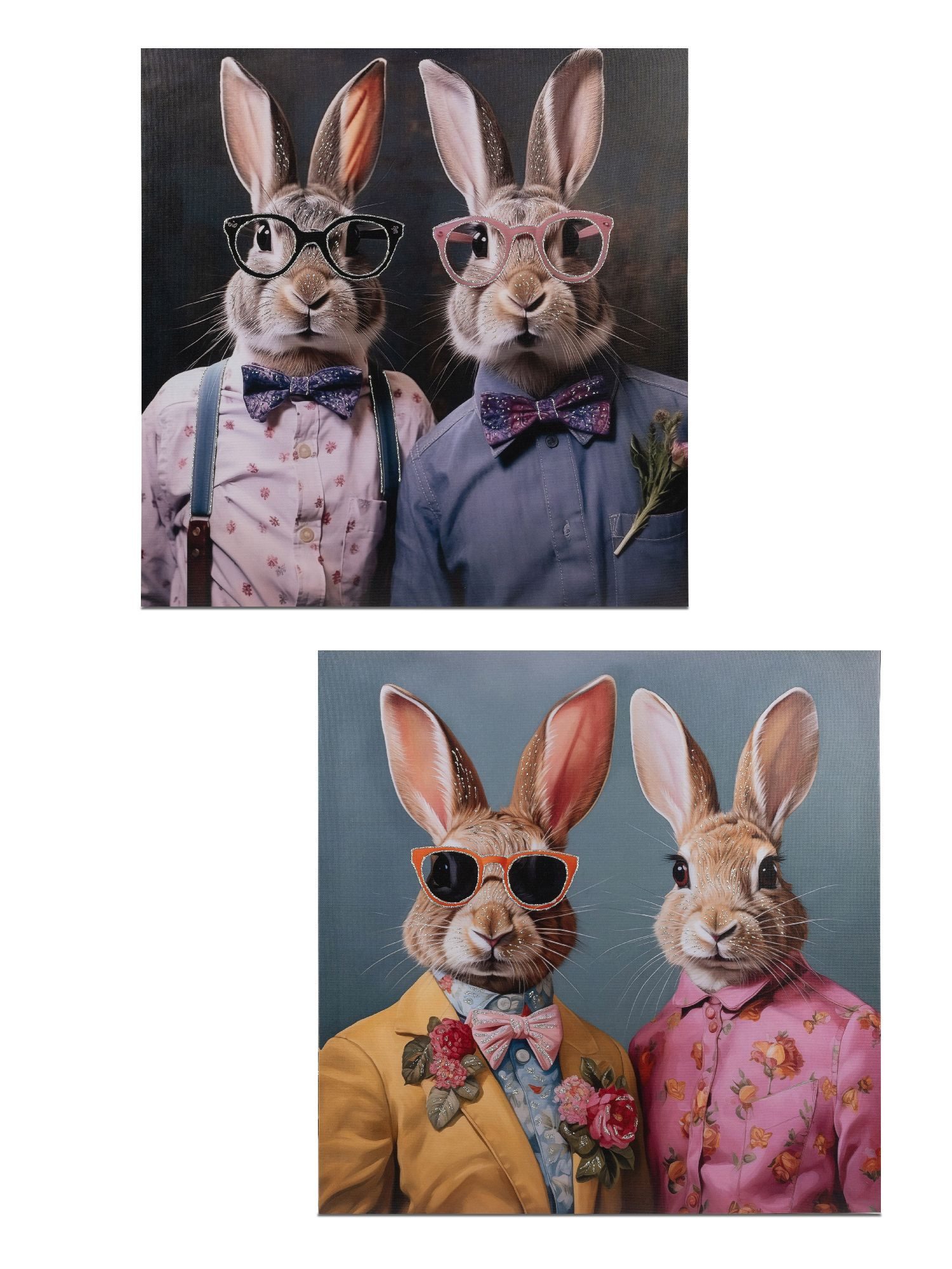 formano Leinwandbild Pop Art Tiere im Anzug, Hasen, Höhe: 60cm, Farbe: Mehrfarbig, Motiv: Hasen