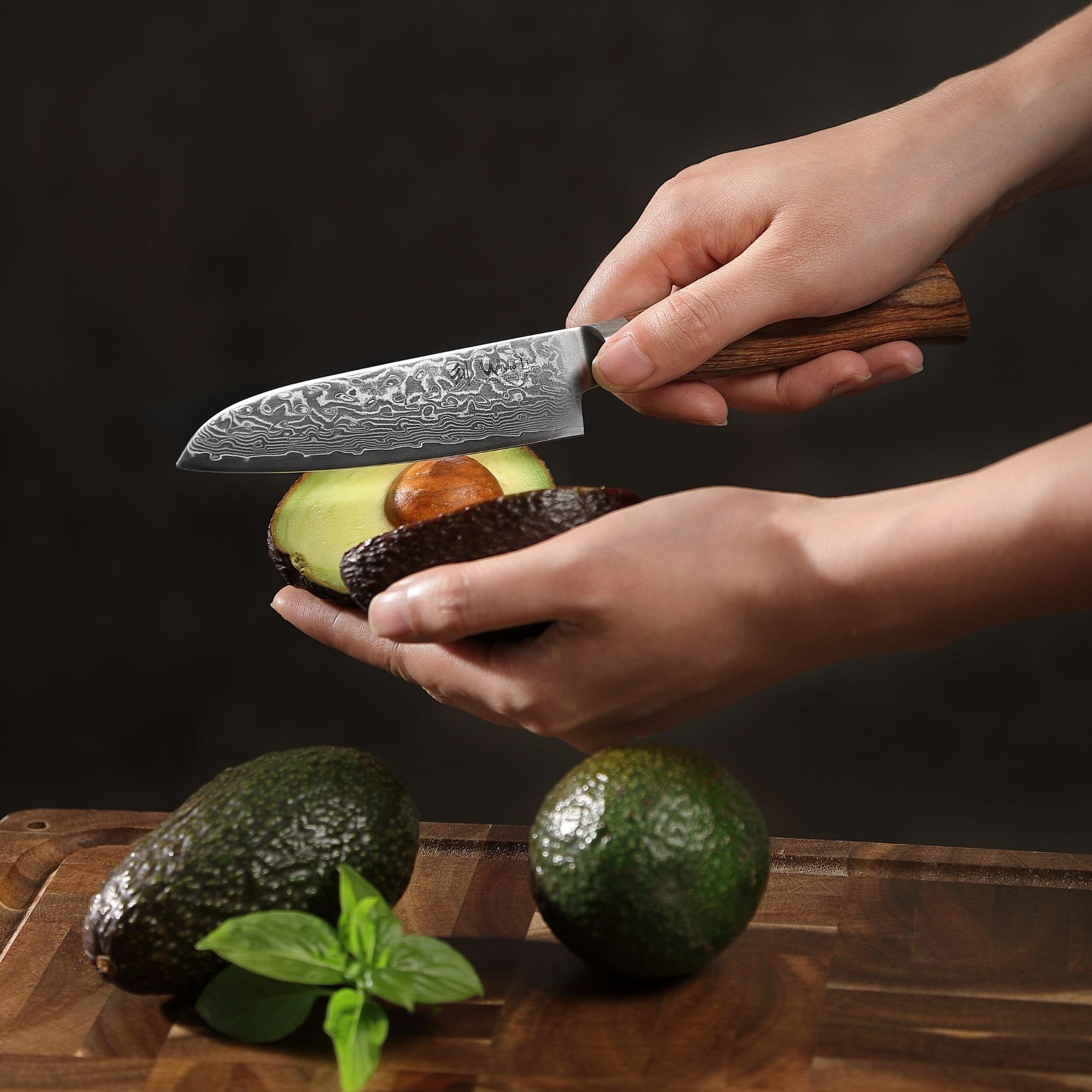 Wakoli Damastmesser EDIB Pro Damast Santoku Messer Küchenmesser 11cm Klinge Pakkaholzgriff, Aus 67 Lagen Damaststahl, VG-10 Stahlkern – Bild 2 von 5