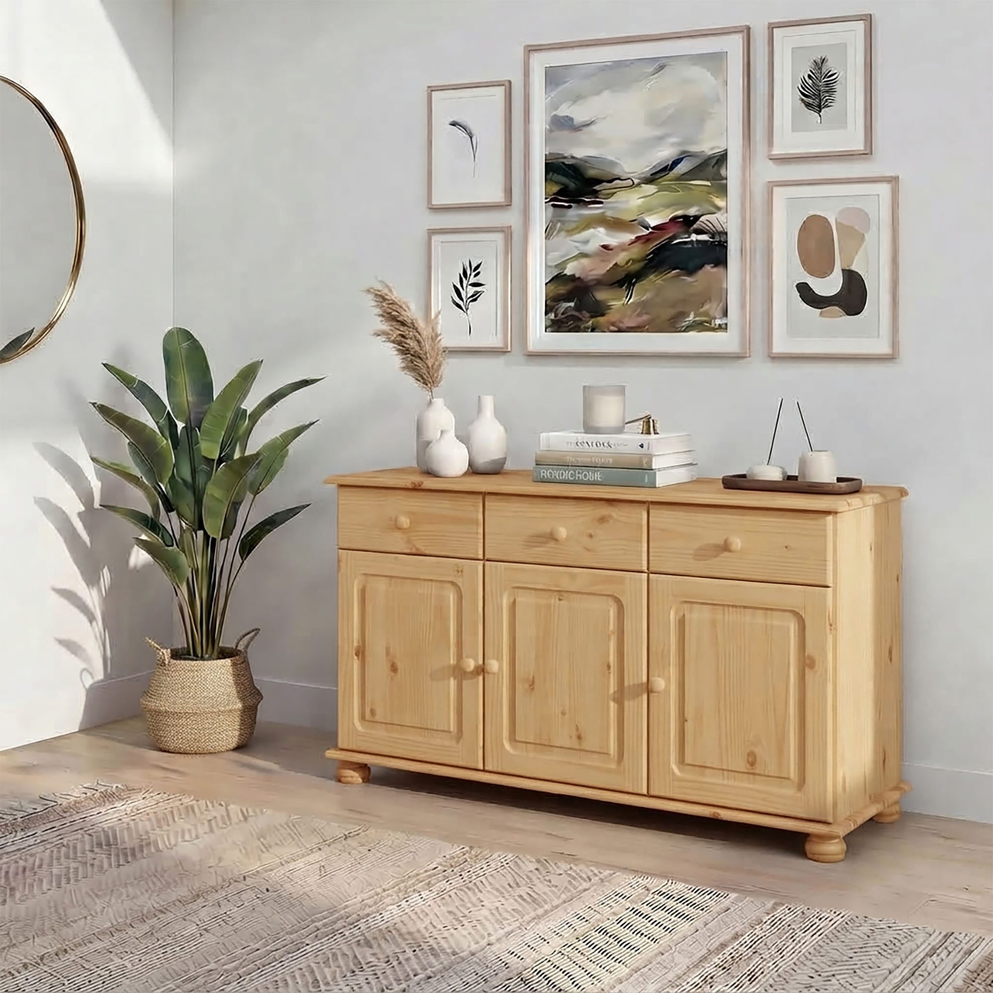 OTTO home Sideboard Mette, Kommode mit gefrästen, kugelförmigen Füßen, Breite 120 cm