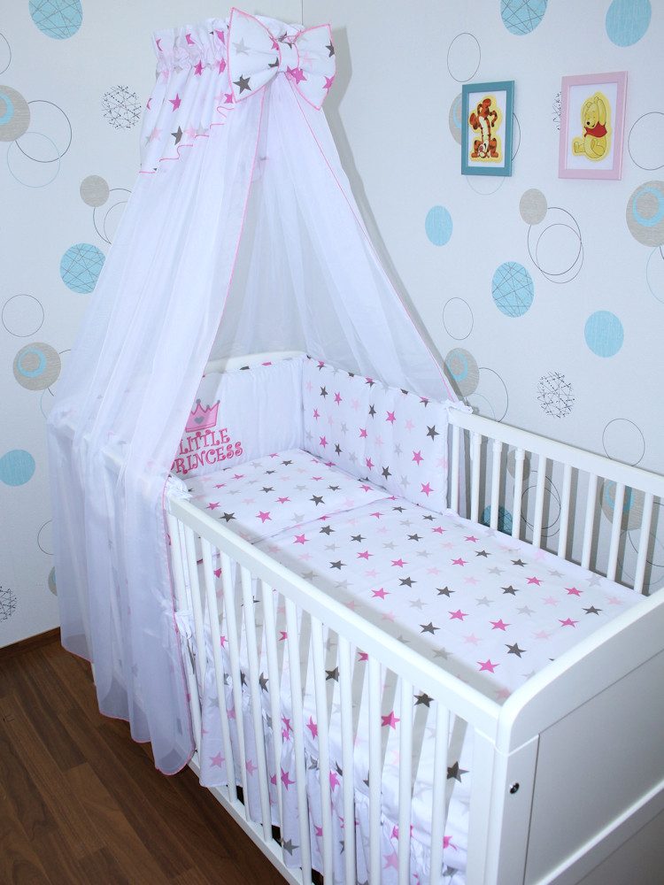 Babybettwäsche Baby Bettset -5-6 teiliges Set mit Chiffon Himmel Nestchen - Princess