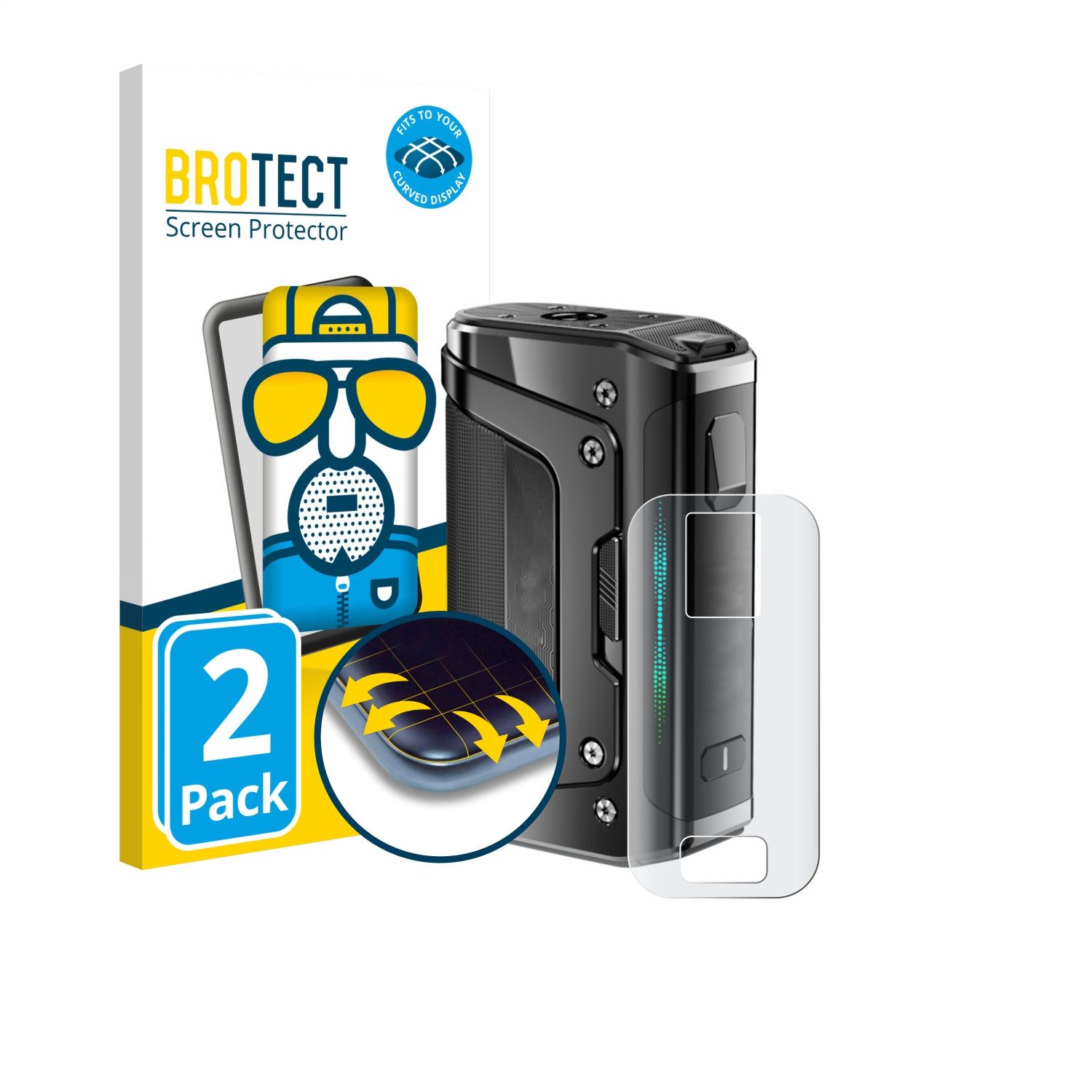 BROTECT Displayschutzfolie Fullscreen Schutzfolie für GeekVape Aegis Legend 5, 2 Stück, Displayschutz Folie Fullcover Matt Entspiegelungsfolie
