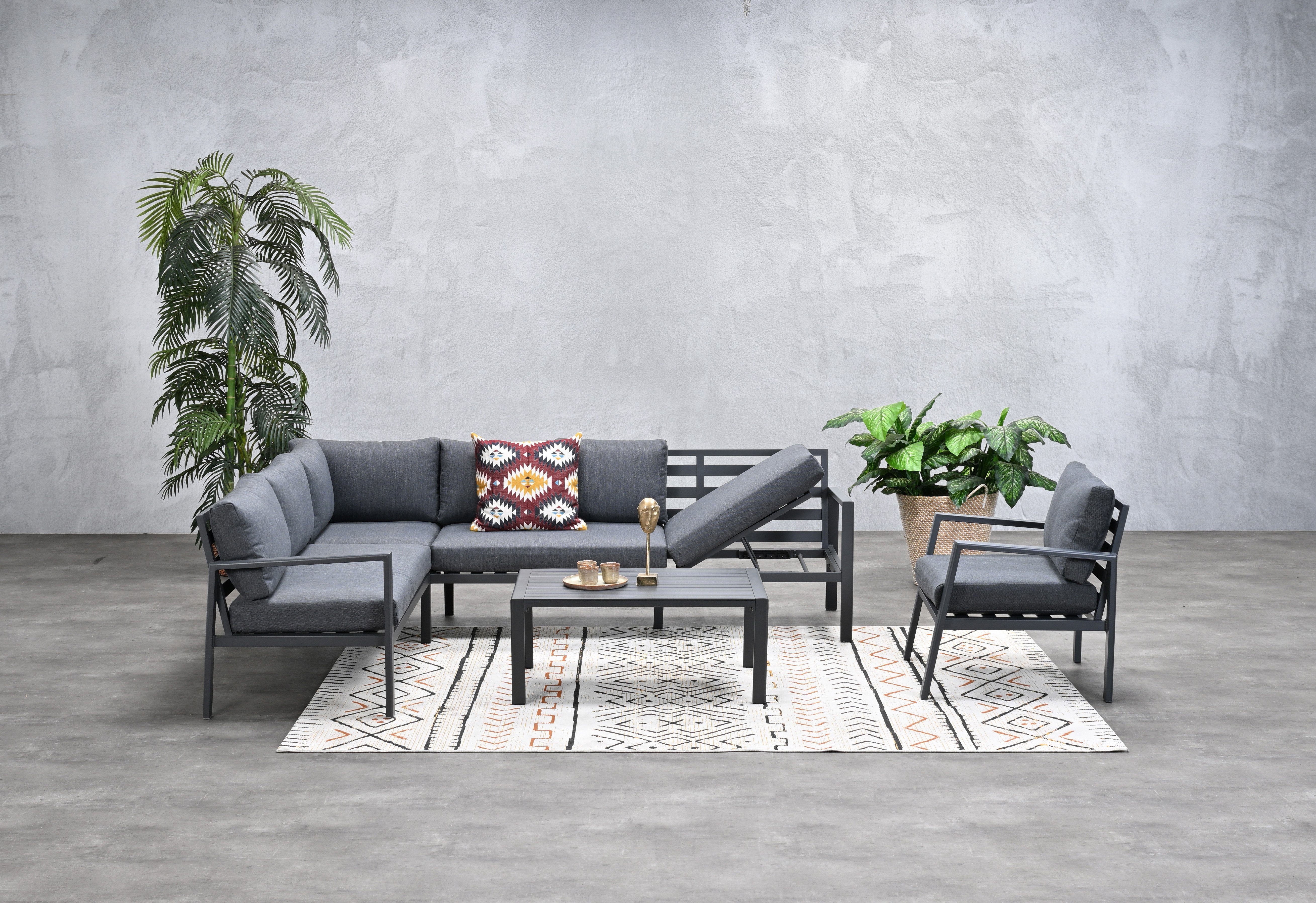 Gartenlounge-Set "Lexinton XL Links", Aluminium Lounge mit Liegefunktion
