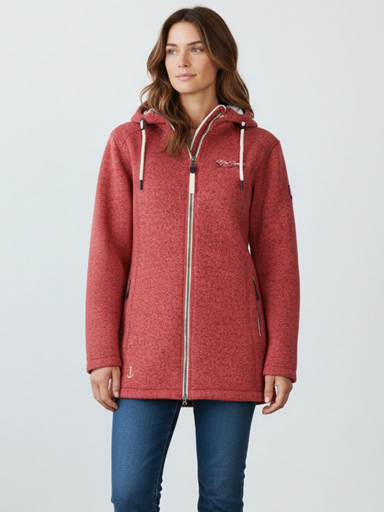 Dry Fashion Wollmantel Amsterdam Damen Wollfleece-Mantel Amsterdam - Fleecemantel taillierter Schnitt