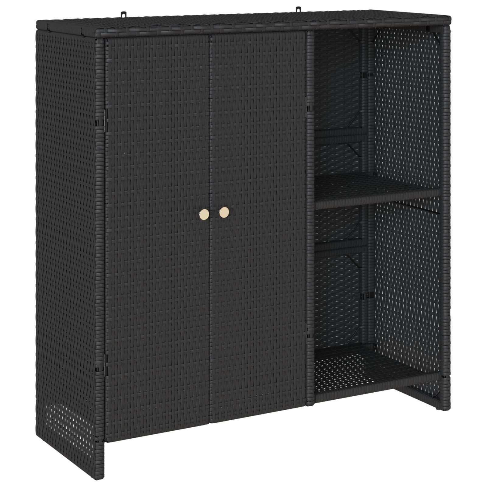 Garten-Geräteschrank Schwarz Gartenschrank Schwarz 100x36x102 cm Polyrattan Metall für Gart